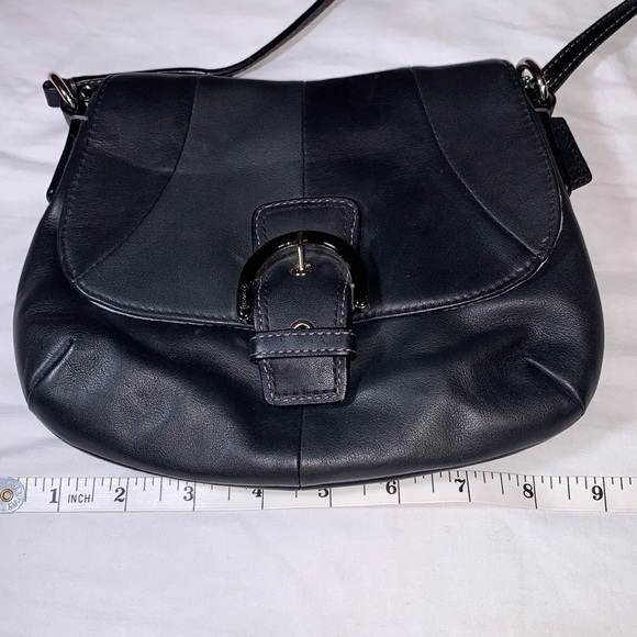 Coach Small Black Leather Crossbody w/Blue Liner - Picture 2 of 9